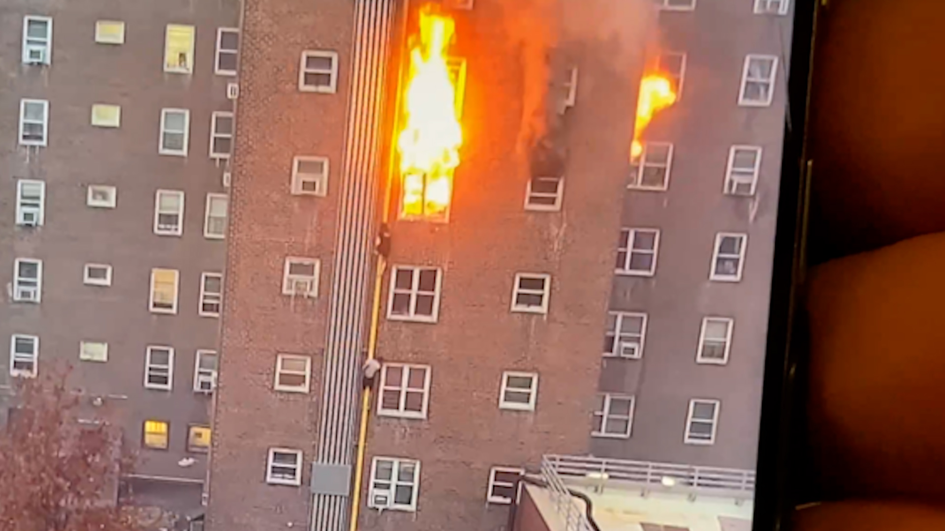 Teens shimmy four stories down outside of burning East Village NYCHA tower to escape fatal blaze