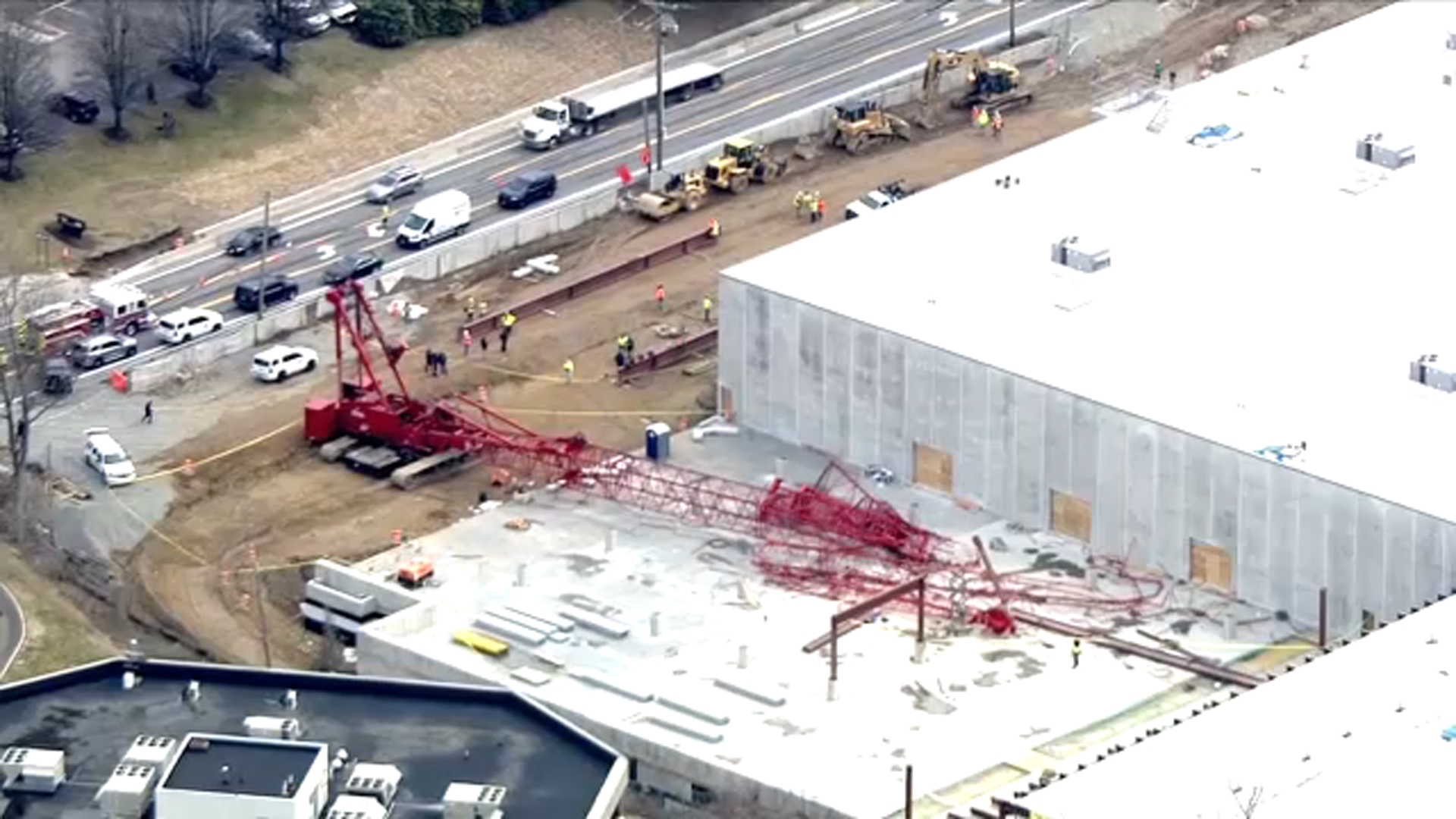 Crane collapses at Amazon warehouse construction site in Hawthorne, Westchester County
