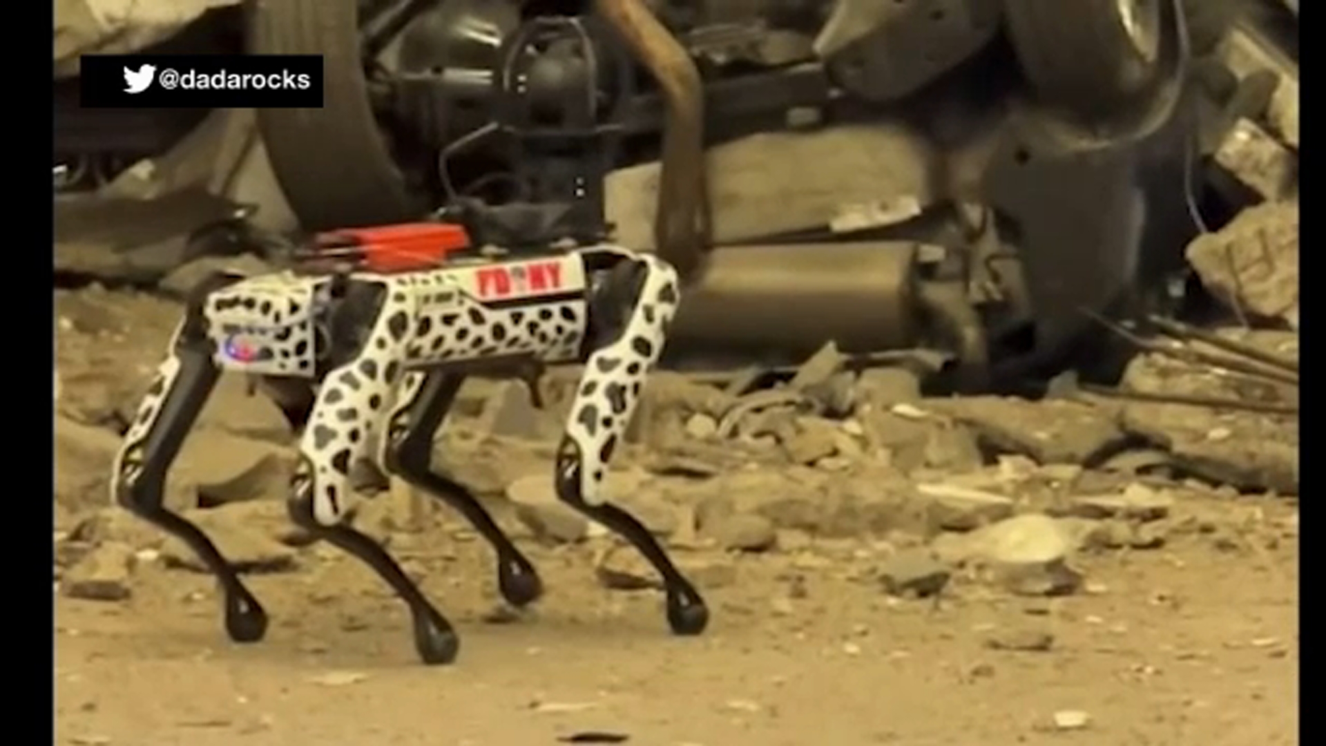 FDNY deployed robotic Dalmatian dog to survey unstable collapsed parking garage in Manhattan